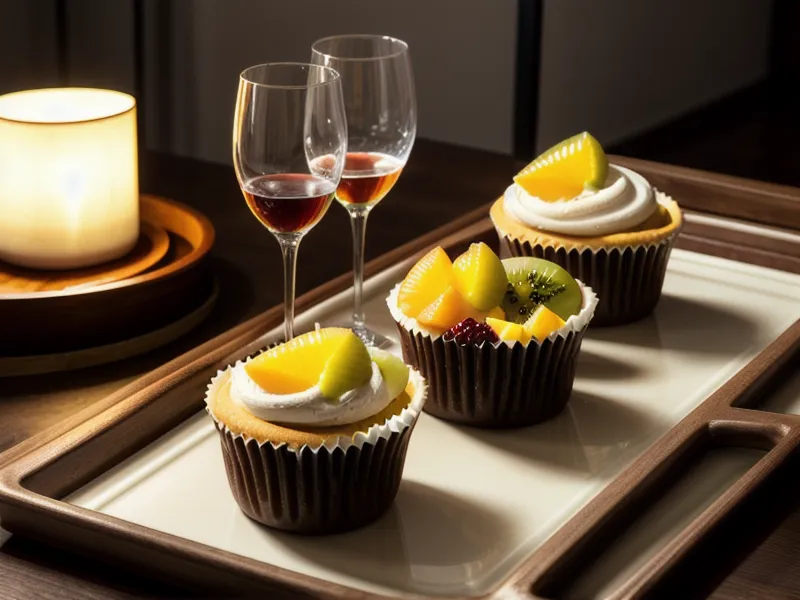 Postres en vaso terminados con capas definidas, listos para una cena con amigos