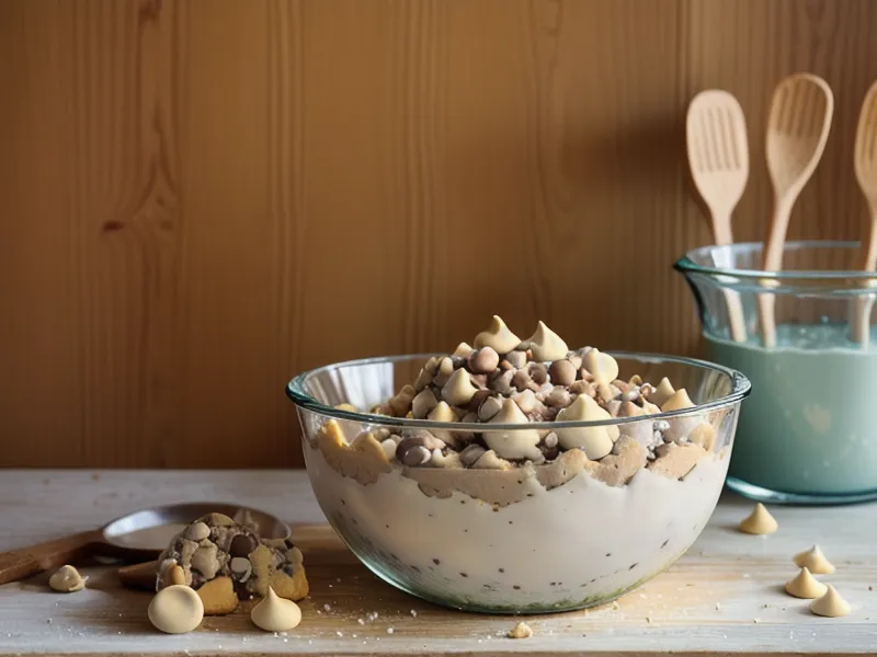 Libro de 150 recetas de galletas de repostería aficionada abierto sobre un mostrador con harina.