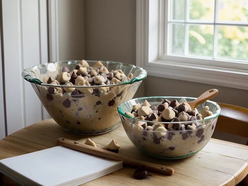 Bolas de masa de galleta ya congeladas guardadas en una bolsa Ziploc transparente, listas para hornear en porciones.