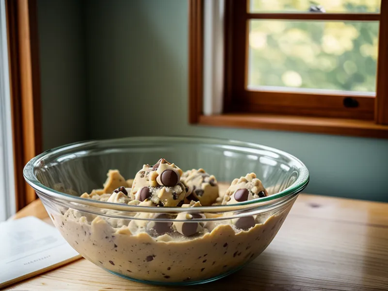 Manos manchadas de cacao en polvo mientras se preparan galletas de chocolate caseras