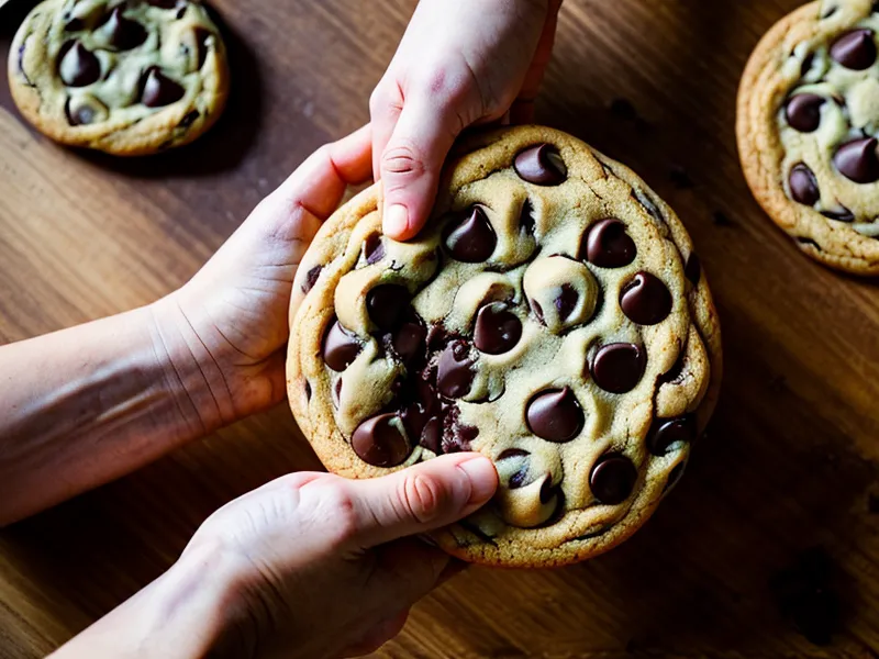Manos doblando una galleta suave sin que se quiebre, la prueba de textura de mis trucos de cocina caseros
