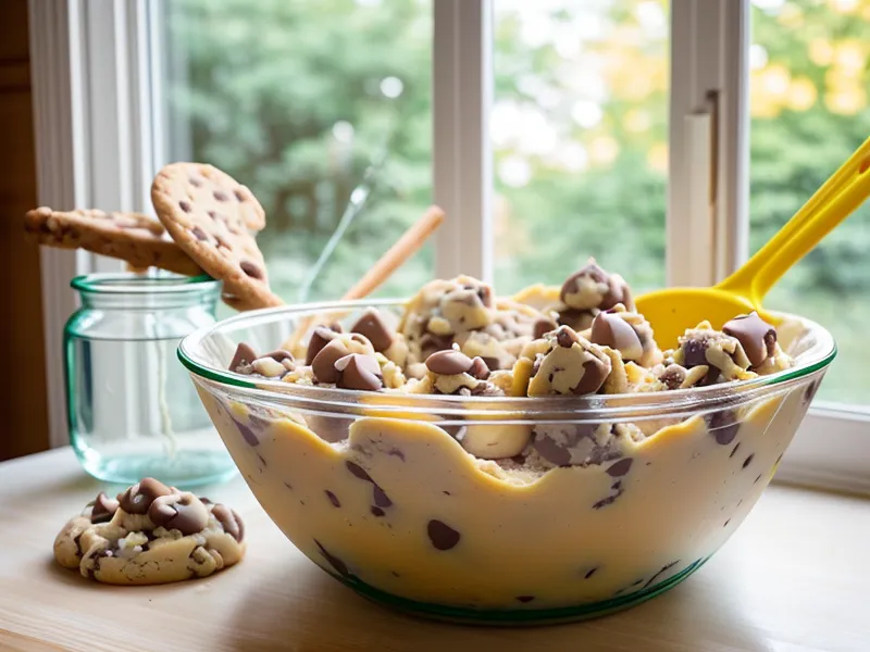 Galleta estilo Nueva York recién horneada mordida por la mitad, centro suave y fundente de repostería casera