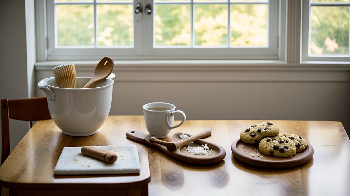 Tazas de medir para repostería casera sobre la mesada, el tip de cocina para calcular ingredientes sin báscula