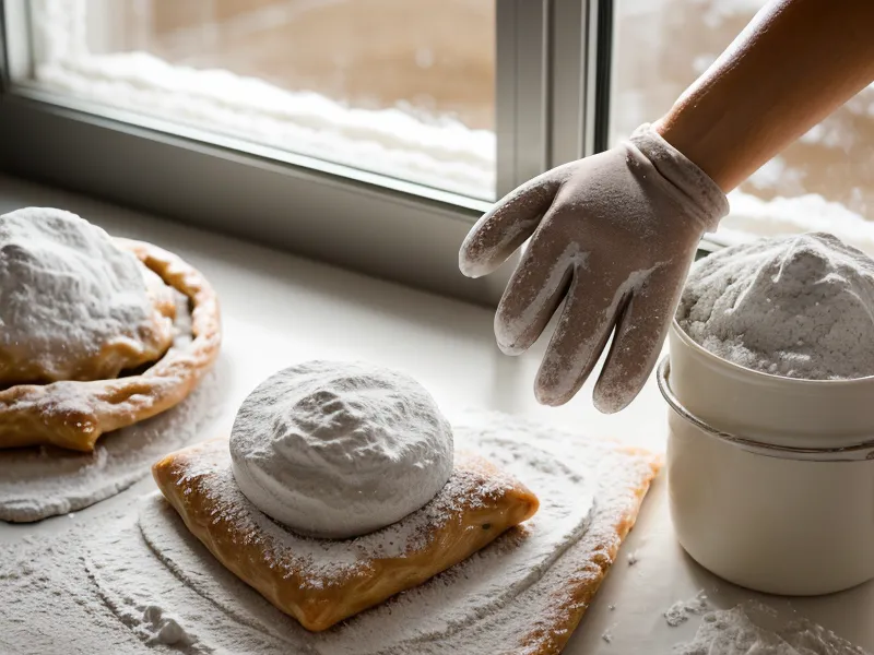 Contraste entre manos con harina de repostería y una pluma digital de diseño.