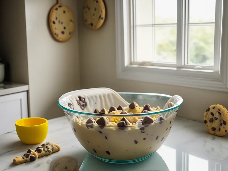 Masa de galletas estilo Nueva York pesada en una balanza digital de cocina, técnica del curso de repostería para principiantes