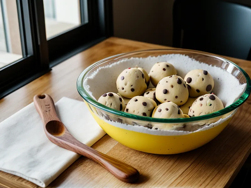 iPad abierto con el recetario de galletas estilo Nueva York y utensilios de repostería sobre la mesada