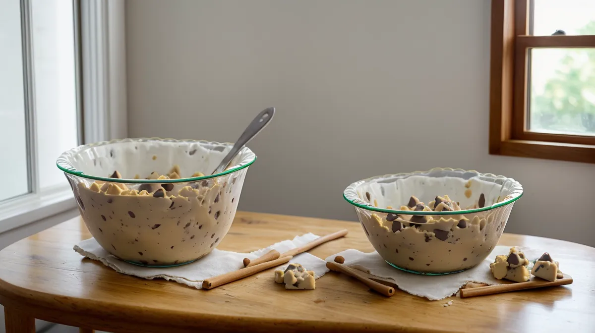 Bolas de masa de galletas reposando en el refrigerador antes de hornear, técnica clave de la repostería aficionada estilo NY